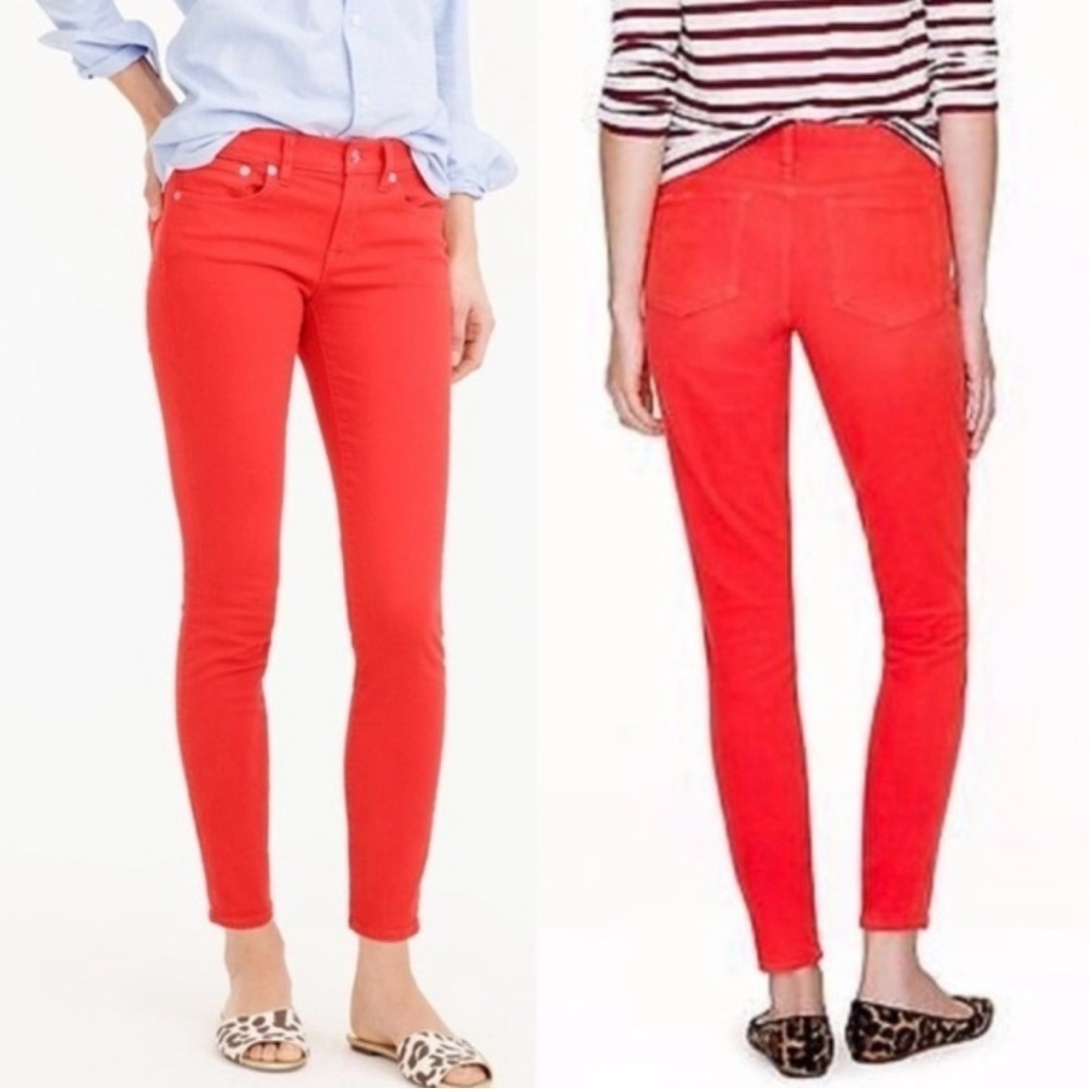 NWT J. Crew Denim 10" highest-rise toothpick jean in bright papaya size 29‎